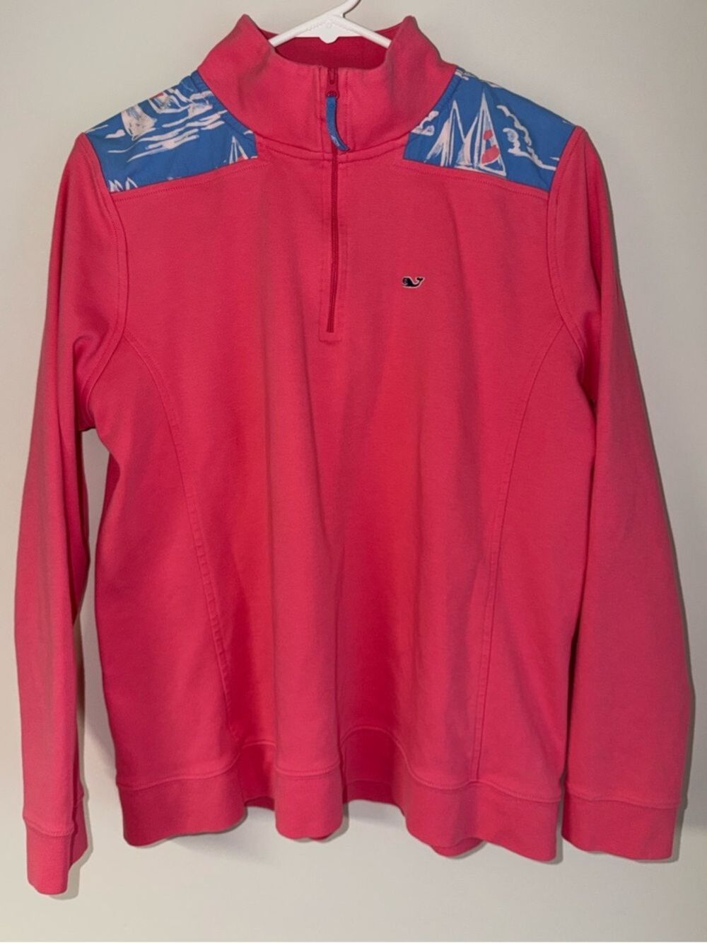 Vineyard Vines Large Pink Sailboat Printed Shoulder Shep Shirt Pullover